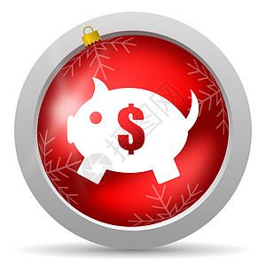 白色背景上的红棕色圣诞节图标银行业钥匙存钱罐网络兴趣商业储蓄经济互联网货币图片