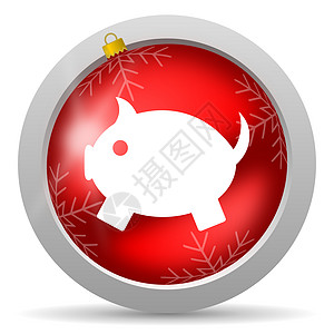 白色背景上的红棕色圣诞节图标投资存钱罐手机网站货币小猪经济电话收益网络图片
