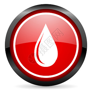 白色背景上的圆红色红光滑水滴图标图片
