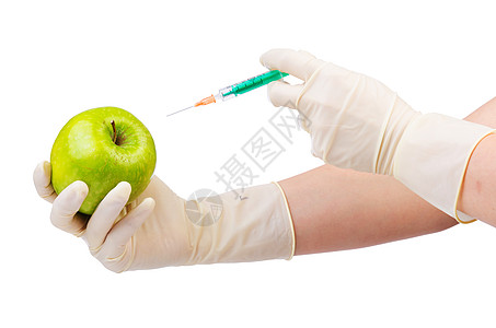 苹果和注射器的化学实验疫苗生物学化学品控制保健危险食物节食注射物质图片