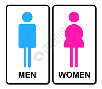 彩色男 女洗手间标志飞机场信号厕所女士房间浴室女性艺术身体插图图片