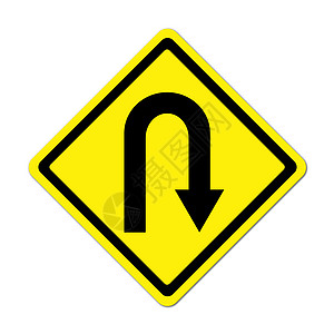 黄色警告符号 uturn 路标街道剪影信号交通指标运输菱形插图小路按钮图片