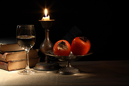 死老生还者柿子水果蜡烛智慧艺术饮食白酒甜点烛台晚餐图片