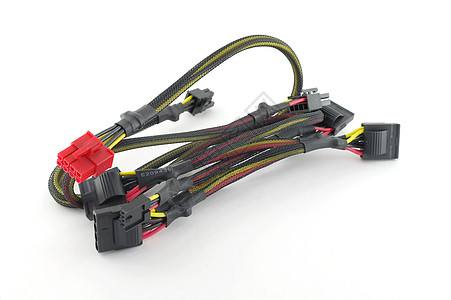 一套计算机用电插塞和套子的电线活力漩涡电压力量办公室插座海浪电缆黄色技术图片