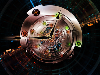 时钟连接时间辉光发条手表径向机器工具加工几何学网格图片