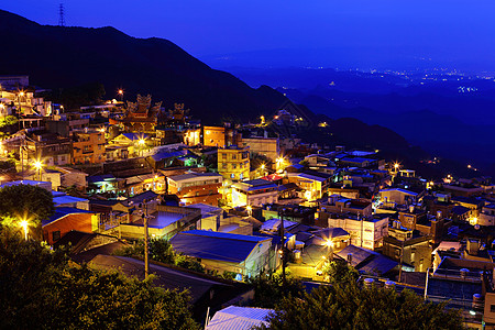 台湾深夜的乡丰村爬坡城市村庄怀旧旅行地标图片