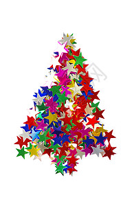 灯光圣诞树由有色星组成的圣诞树季节金子星星闪光假期插图海浪灯光背景