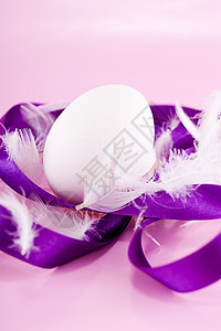 喜庆传统复活式东边鸡蛋紫色装饰品墙纸蛋壳紫丁香兔子假期羽毛宗教展示卡片丝带图片