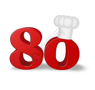 80号有厨帽厨师帽子食谱菜单周年烹饪生日纪念日禧年面包背景图片