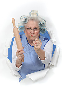愤怒的老女人 用滚动针图片