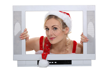 圣诞夫人在电视机里图片