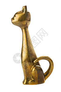 白色上方金属猫的Bras图黄铜手工雕塑旅行雕像精神优雅物品纪念品文化图片