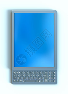 带有可收回键盘的平板电脑数位记事本互联网技术金属蓝色电子书屏幕平面笔记本背景图片