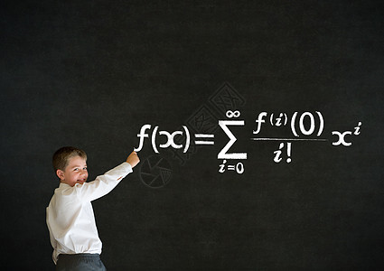写数学等式的男孩商业男概念高清图片素材