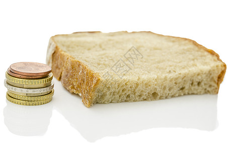 贫困杂货饥饿花费价格预算危机面包硬币白色图片