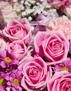 玫瑰花混合花束花瓣粉色玫瑰婚姻婚礼美丽红色图片