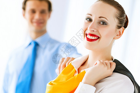 成功的青年商业女青年团队男人公司微笑蓝色合作团体同事会议秘书图片