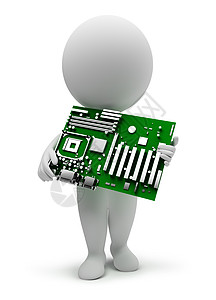 3d 小人主板连接器硅片晶体管白色技术电脑内存男人插图记忆图片
