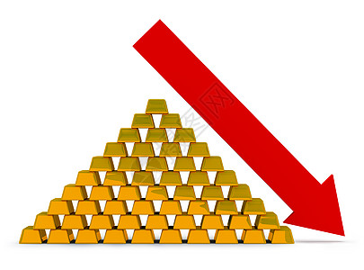 黄金价格的下降金融商业联邦金属银行储备生长渲染经济插图图片