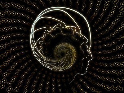 科技感代码人类技术的虚拟化插图智人涡流头脑知识科学思维逻辑计算教育背景