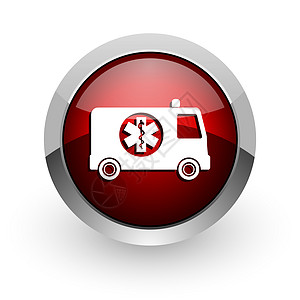 红色救护车红圆网络闪光图标图片