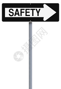 通往安全之路白色标志概念交通警告路标工作场所道路单程图片