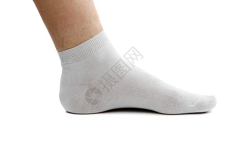 袜子和脚 孤立的 白色的背景图片