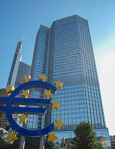 法兰克福的欧洲央行摩天大楼纪念碑银行货币联盟地标高清图片