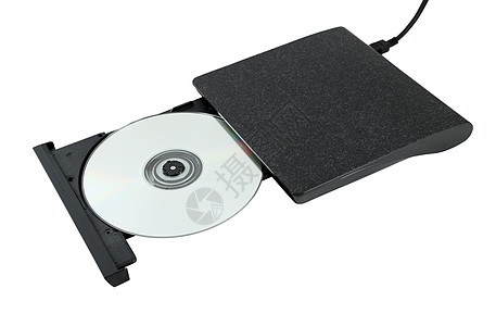 白色背景的可移植 Cd Dvd 外部驱动器笔记本记录贮存剪裁燃烧电气喷射盒子数据机动性图片