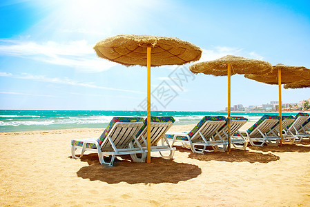 度假概念 西班牙 科斯塔德尔索尔海滩 地中海异国太阳酒店日光晴天旅游天堂热带海岸线地平线图片