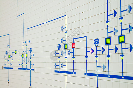 现代电力计划的一部分在控制室内房间电气安全电路半导体网络控制板工业断路器工作背景图片