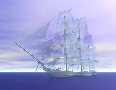 船舶帆船插图风帆天空海洋渲染幻想幽灵航行图片