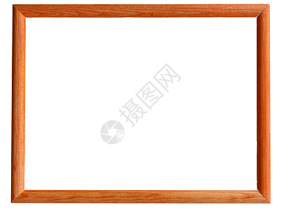 白色背景上孤立的旧相片框架长方形边界记忆邮政记事板木头棕色办公室矩形空白图片