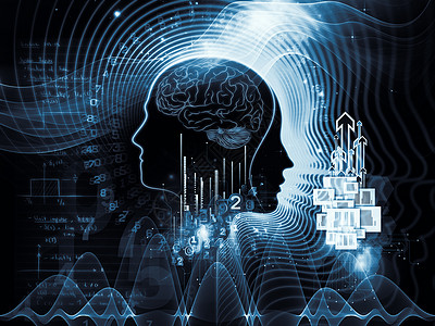 人脑数量教育技术智力蓝色元素流动数学想像力运动记忆图片