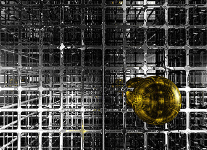 金金球运动创造力瓷砖墙纸艺术创新波浪曲线网格科幻图片