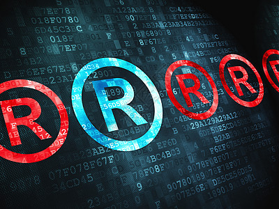 在数字背景上注册的法律概念分子专利保卫屏幕执法保险数据商标作者技术图片