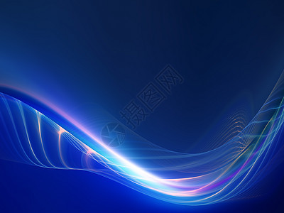 分形波的灯光曲线辉光溪流技术科学渲染墙纸轻轨蓝色运动图片