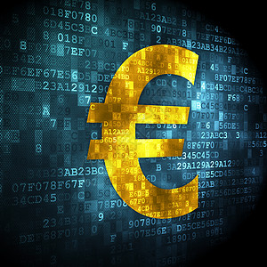 数字背景上的货币概念欧元数据电脑技术储蓄交换像素化市场价格贷款支付图片