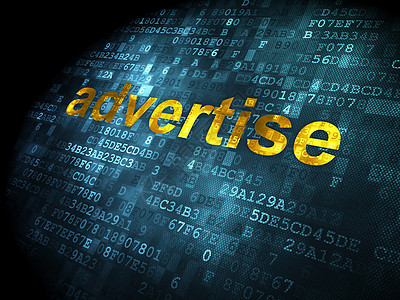 广告概念 在数字背景上刊登广告宣传战略电脑网络蓝色活动创造力像素化产品市场图片