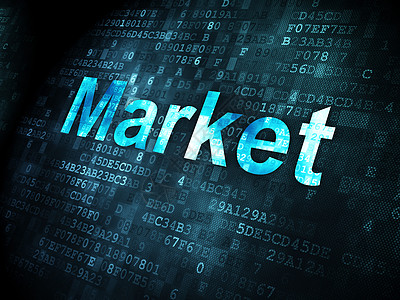 商业概念 数字背景的市场蓝色金融老板生意技术项目交易监视器像素化公司图片