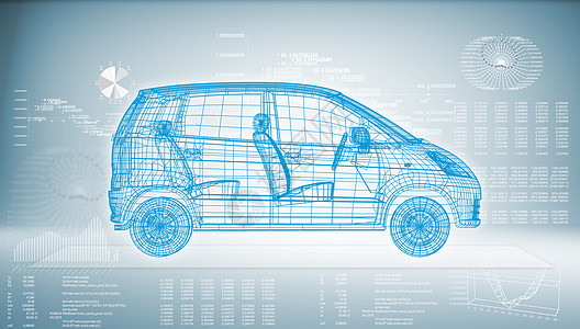 蓝色背景的高科技车插图机器营销墙纸数字工程电路商业消费者电脑图片