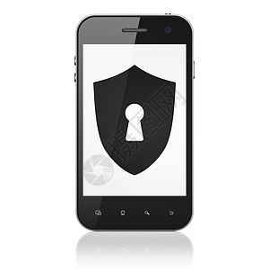 保护概念 智能手机用钥匙孔遮蔽盾牌数据裂缝政策药片代码犯罪屏幕安全黑色数据库图片