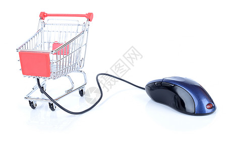 鼠标线网上购物购物车电缆家庭技术电脑线鼠标电脑保存蓝色数字化背景