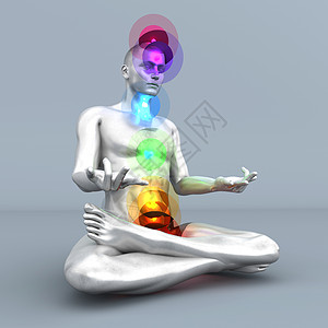 脉轮冥想光环中心愈合专注力量顶轮插图身体瑜伽男性图片