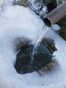 冰泉水冬季泉水背景