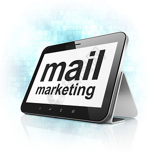 营销概念 平板电脑上的邮件营销互联网数字背景软垫技术宣传市场网络战略研究图片
