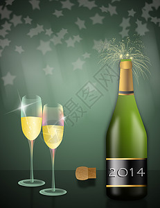 新年快乐乐趣瓶子眼镜庆典派对背景图片
