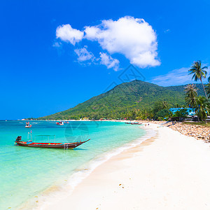 泰国天堂 彭干热带岛的高昌港冒险情调海滩热带海岸旅行海洋游客风景山脉图片