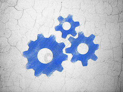 Web 开发概念齿轮在背景墙上技术互联网插图服务器设计金融团队引擎蓝色工作页高清图片素材