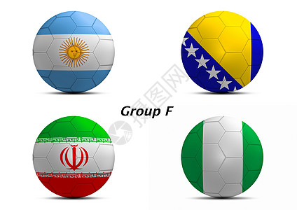 F组 阿根廷 波斯尼亚黑塞哥维那 伊朗和尼日利亚白色圆形足球娱乐团队团体运动阴影竞赛国家图片